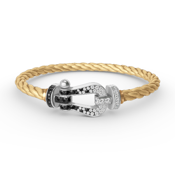¡®Lume Jewels¡¯FORCE LARGE HORSESHOE BLACK WHITE DIAMOND BRACELET SILVER