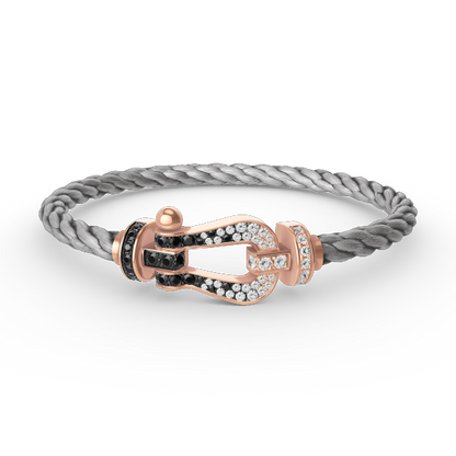 ¡®Lume Jewels¡¯FORCE LARGE HORSESHOE BLACK WHITE DIAMOND BRACELET ROSE GOLD