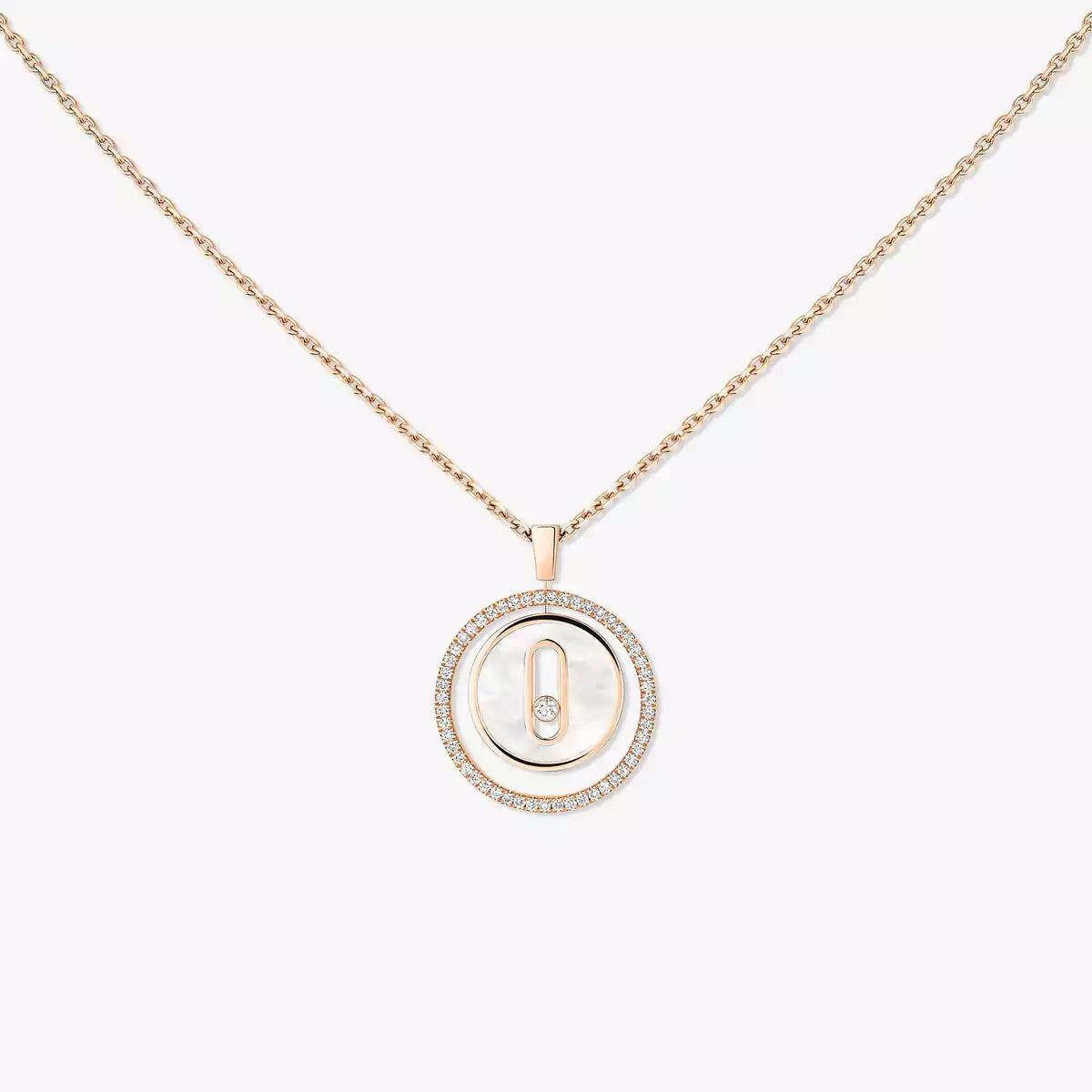 [Lume Jewels]Lucky Move Diamond Necklace in Rose Gold and White Mother-of-Pearl