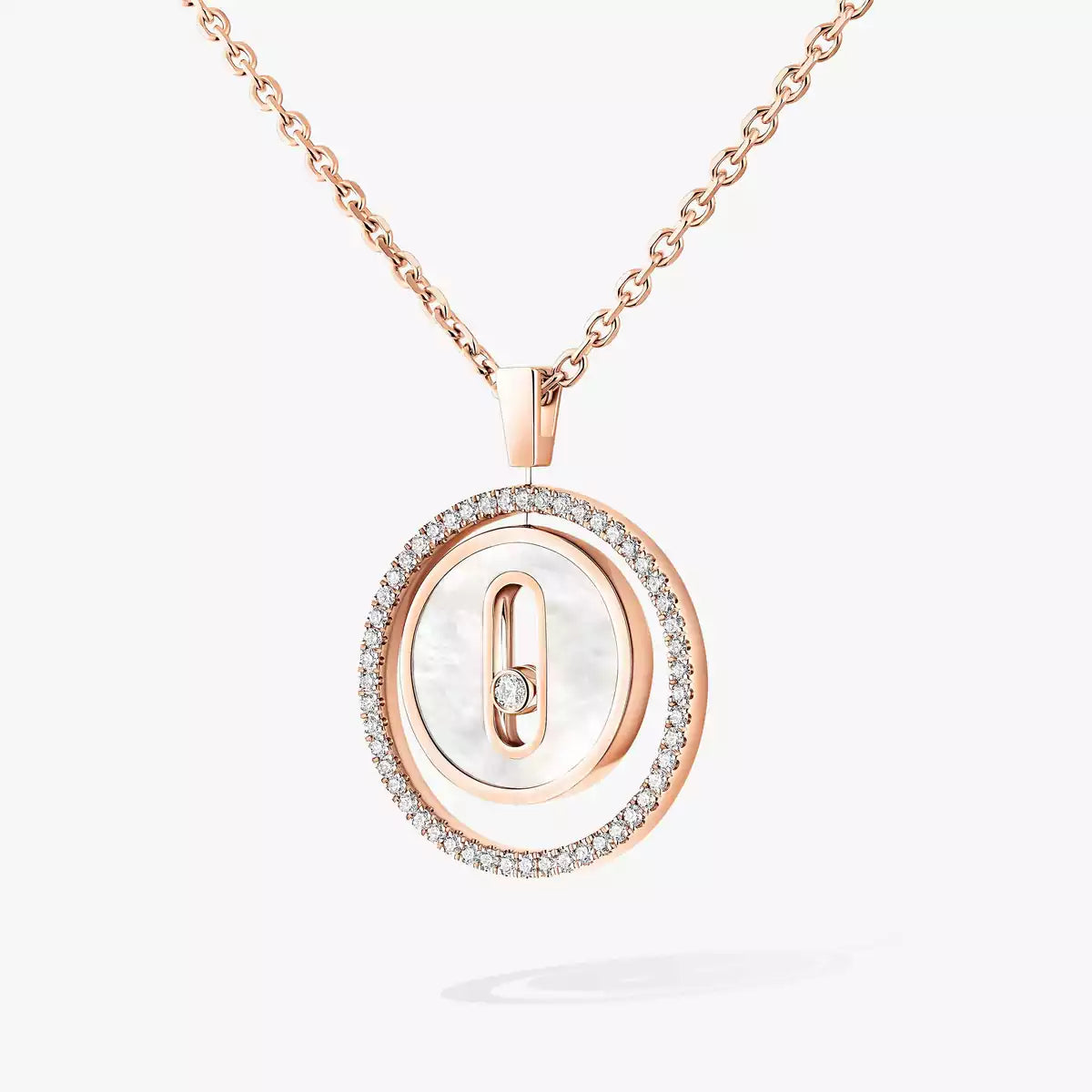 [Lume Jewels]Lucky Move Diamond Necklace in Rose Gold and White Mother-of-Pearl
