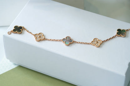 [Lume Jewels]New CLOVER 5 MOTIF GRAY MOP BRACELET COLLECTION