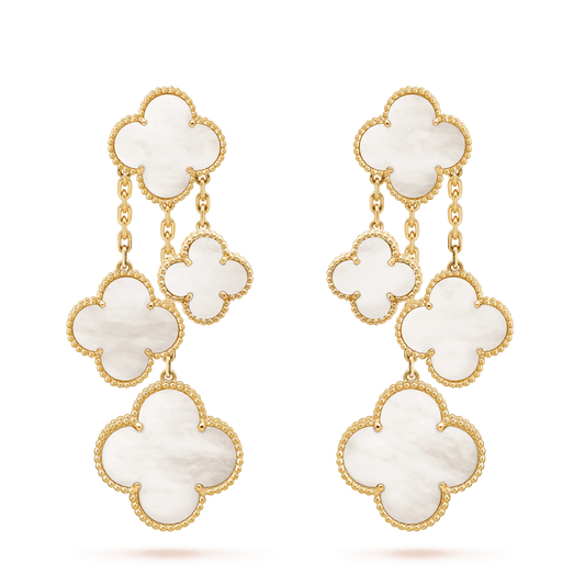 ¡®Lume Jewels¡¯CLOVER EARRINGS WHITE MOP 4 MOTIFS GOLD