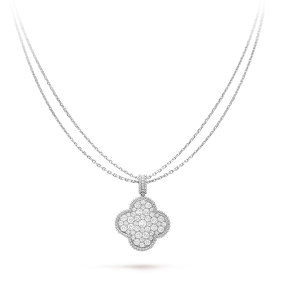 ¡®Lume Jewels¡¯CLOVER 25MM SILVER FULL DIAMOND BIG CLOVER NECKLACE