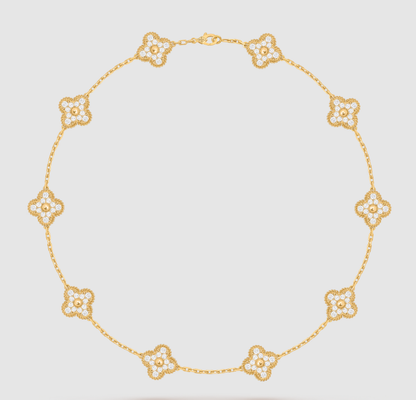 [¡®Lume Jewels¡¯]CLOVER 10 MOTIFS FULL DIAMOND NECKLACE