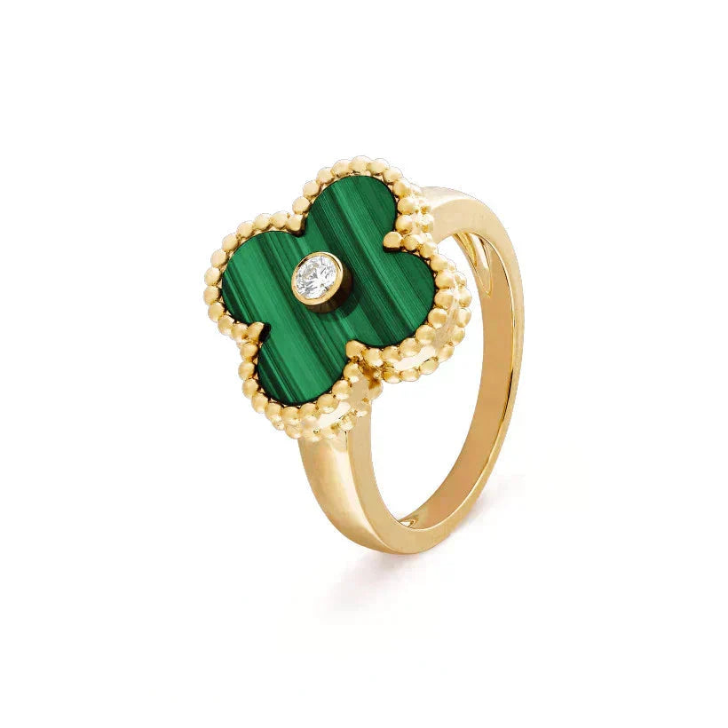 ¡®Lume Jewels¡¯CLOVER MALACHITE RING GOLD DIAMOND